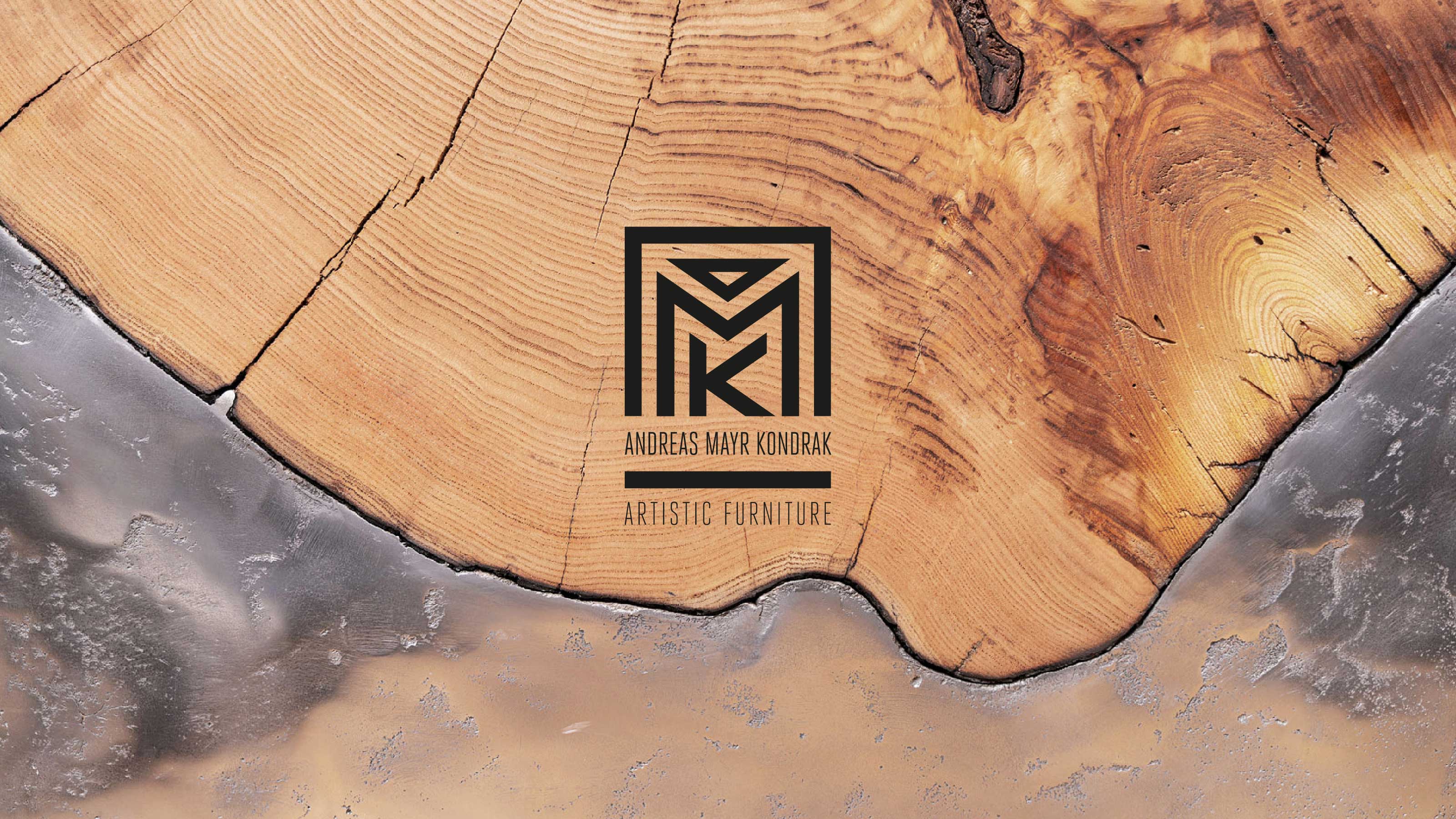 AMK branding identity on packaging and editorial applications