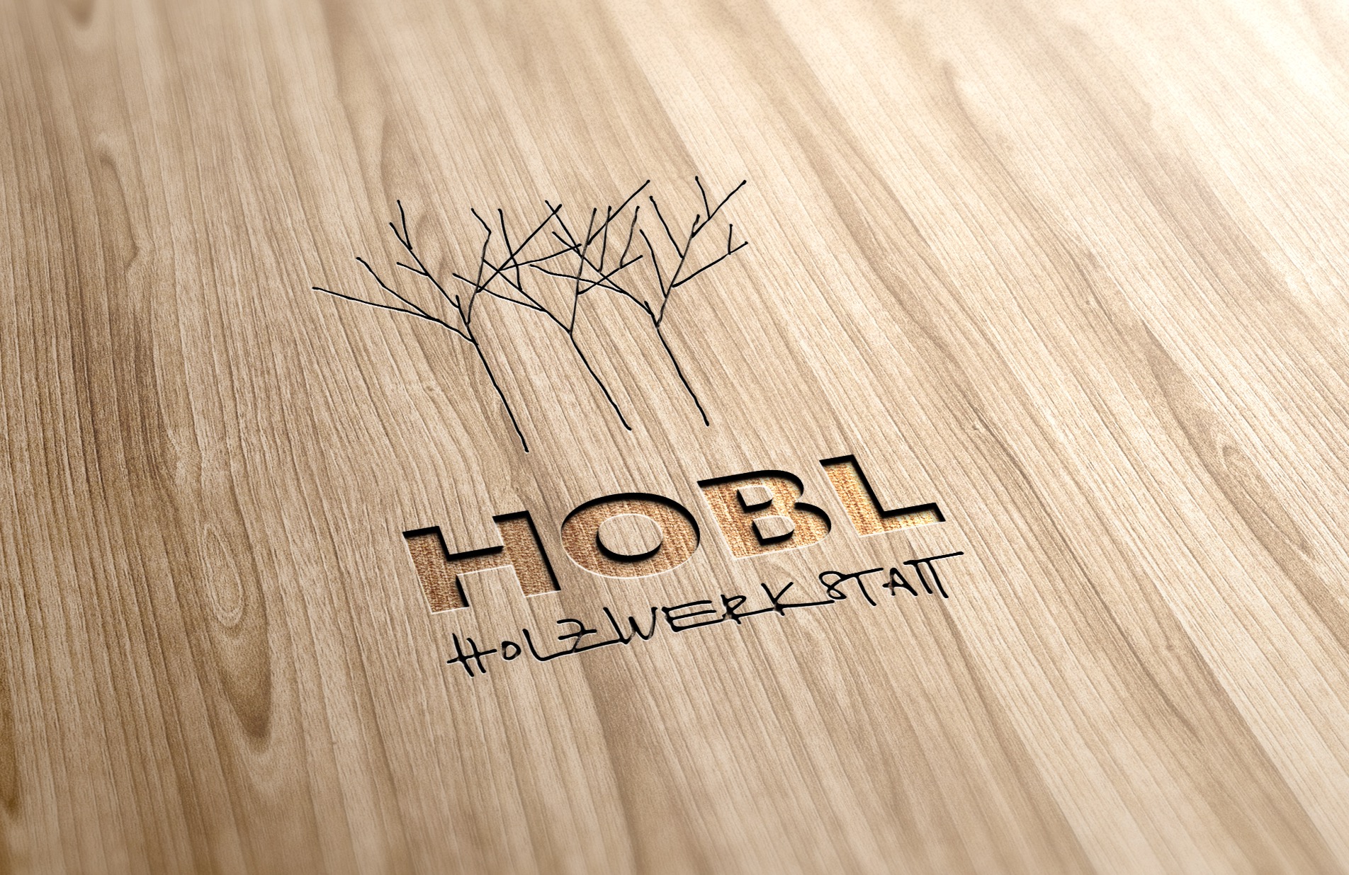 HOBL wood engraved logo and brand application